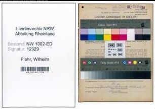 Entnazifizierung Wilhelm Plahr, geb. 29.11.1891 (Lehrer)