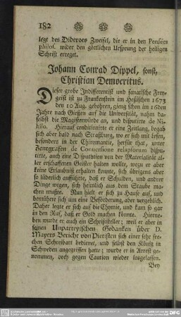 Johann Conrad Dippel, sonst, Christian Democritus