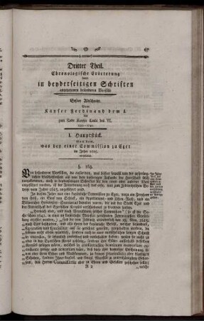 Dritter Theil. Chronologische Erörterung derer in beyderseitigen Schriften angezogenen besonderen Vorfälle.