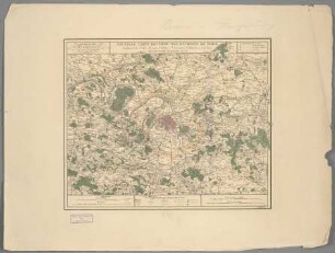 Nouvelle Carte Routière Des Environs De Paris : indiquant les Villes, Bourgs, Villages, Hameaux, Châteaux et Fermes dans une étendue de 14 lieues sur 20