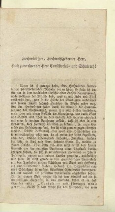 Hochwürdiger, Hochwohlgeborner Herr, Hoch zuverehrender Herr Consistorial- und Schulrath!