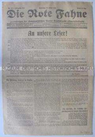 Titelblatt der kommunistischen Tageszeitung "Die Rote Fahne" zur Lage in Berlin nach der Niederschlagung des "Spartakus-Aufstandes"
