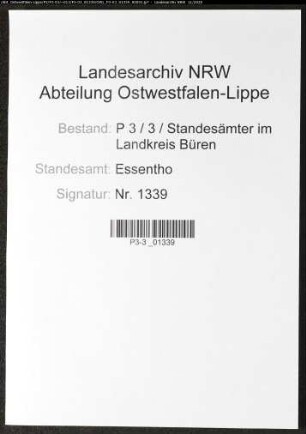 Sterberegister Standesamt Essentho