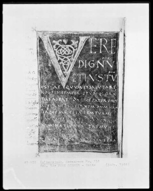 Sakramentar, Ms. 153, folio 14 verso: VERE DIGNUM