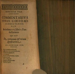 Commentarius repetitae praelectionis in Tit. XVI. Lib. L. Pandect. de verborum et rerum significatione
