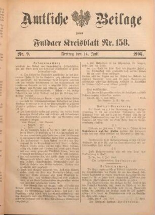 9: Beilage vom Freitag, 14. Juli 1905