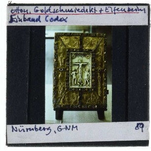 unbekannt, Codex Aureus Epternacensis,Echternacher Meister, Elfenbein des Codex Aureus : Einband, Vorderseite