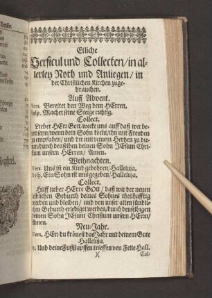 Etliche Versicul und Collecten/ in allerley Noth und ...