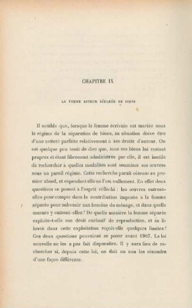 Chapitre IX. La femme auteur séparée de biens