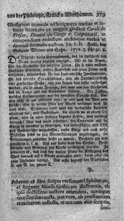 Glossarium manuale ad scriptores mediae et infimae latinitatis. Tom.I.II.