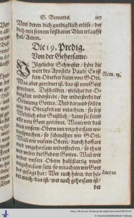Die 19. Predig. Von der Gehorsame.