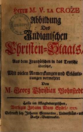 Abbildung des Indianischen Christen-Staats