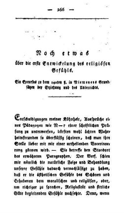 Noch etwas über die erste Entwicklung des religiösen Gefühls