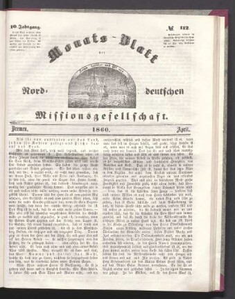 10. Jahrgang. N°. 112. Bremen. 1860. April