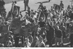 Dresden. Kommunalwahl 1961, u.a. Kundgebung auf dem Altmarkt mit Kurt Hager; Wahlwerbung und Wahlen, 17. September 1961