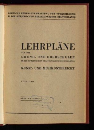 1946: Kunst- und Musikunterricht