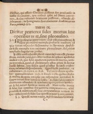 Thesis IX. Dicitur praetera fides mortua fine operibus in se,fine pleonasmo.