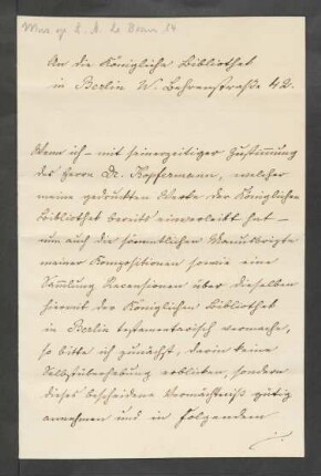 Brief an Königliche Bibliothek : 30.06.1896