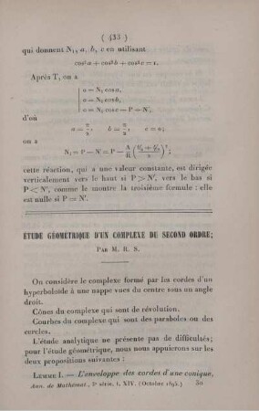 Étude géométrique d'un complexe du second ordre.
