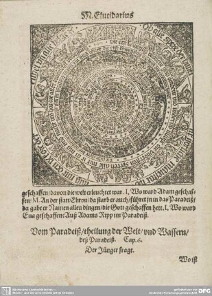 Vom Paradeiß/heilung der Welt/und Wassern/deß Paradeiß. Cap. 6.