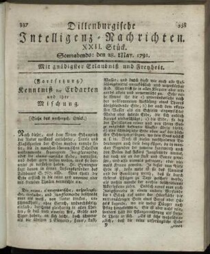 XXII. Stück. Sonnabends: den 28. May. 1791.