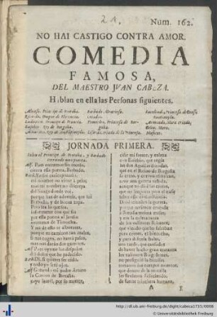 No Hai Castigo Contra Amor : Comedia Famosa