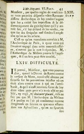 LXIV. Difficulté. - LXV. Difficulté.