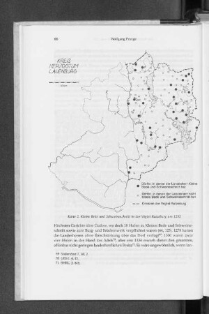 Karte 2: Kleine Bede und Schweineschnitt in der Vogtei Ratzeburg um 1292