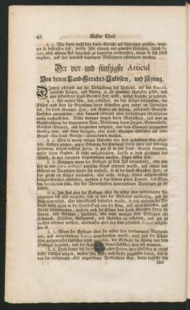 Der vier und fünfzigste Articul Von denen Land-Gerichts-Unkösten, und Atzung.