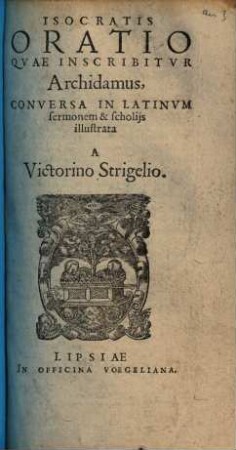 Isocratis oratio quae inscribitur Archidamus : conversa in latinum