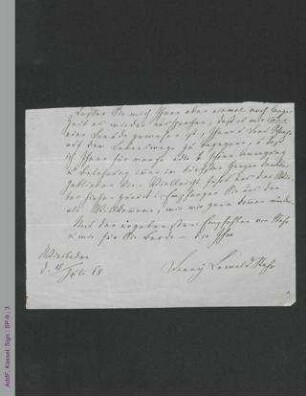 Brieffragment von Fanny Lewald, hs.