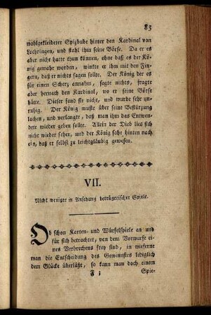 VII. Nicht weniger in Ansehung betrügerischer Spiele.