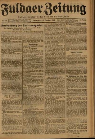 Ausgabe vom Donnerstag, den 19. Oktober 1922.