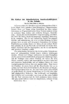 Die Kultur der künstlerischen Ausdrucksfähigkeit in der Schule
