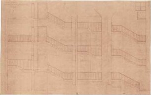 Fischer, Theodor; Würzburg, Münsterplatz; Sparkasse - Wandverkleidungen zur Treppe im Ostflügel (Schnitte)