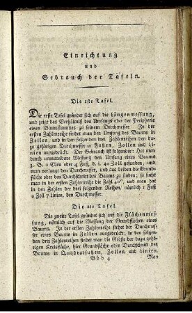 Einrichtung und Gebrauch der Tafeln.