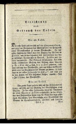 Einrichtung und Gebrauch der Tafeln.