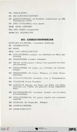 Div. Gebrauchsmobiliar (Nr. 651-704)