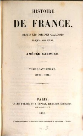 Histoire de France, depuis les origines gauloises jusqu'à nos jours, 14