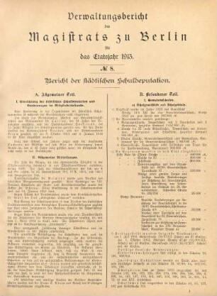 No. 8. Bericht der städtischen Schuldeputation
