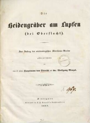 Die Heidengräber am Lupfen (bei Oberflacht)