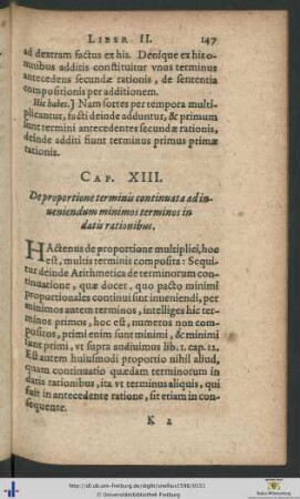 Cap. XIII. De proportione terminis...