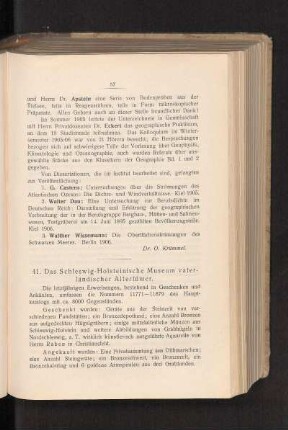 41. Das Schleswig-Holsteinische Museum vaterländischer Altertümer.