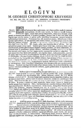 B. Elogium M. Georgii Christophori Kreysigii...