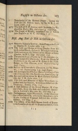 253-273, Hist. Ang. Scot. & Hib. in Octavo &c.
