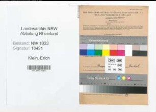 Entnazifizierung Erich Klein , geb. 08.02.1897 (Angestellter)