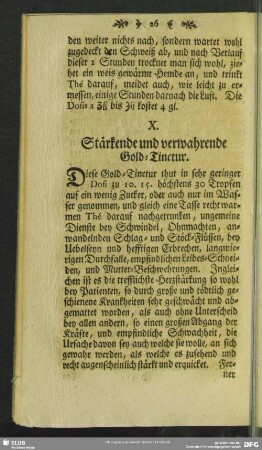 X. Stärkende und verwahrende Gold-Tinctur