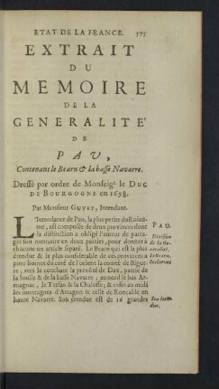 Extrait du Memoire de la Generalité de Pau