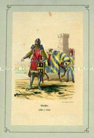 Uniformdarstellung, Ritter und Page, Frankreich, 1300/1350.