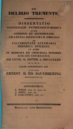 De delirio tremente : diss. inaug. path. med.